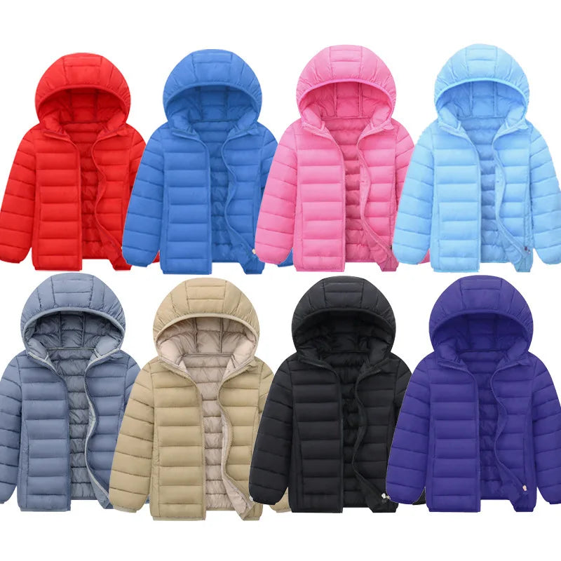 Collection of colorful hooded jackets 